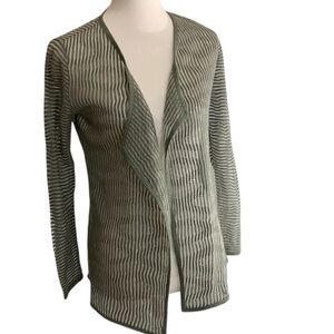 Nic+Zoe Linen Blend Open Front Cardigan XS Olive Khaki Lightweight Textured NWT